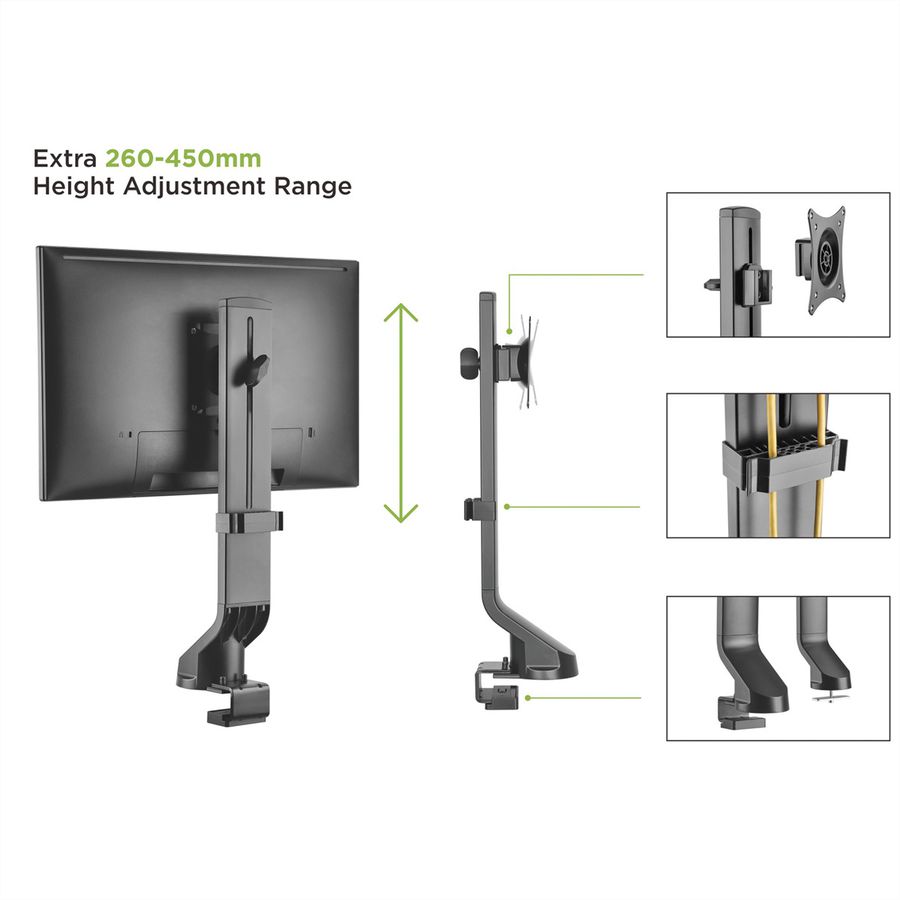 VALUE Single Monitor Arm, Sit-Stand Workstation Compatible, 3 Joints