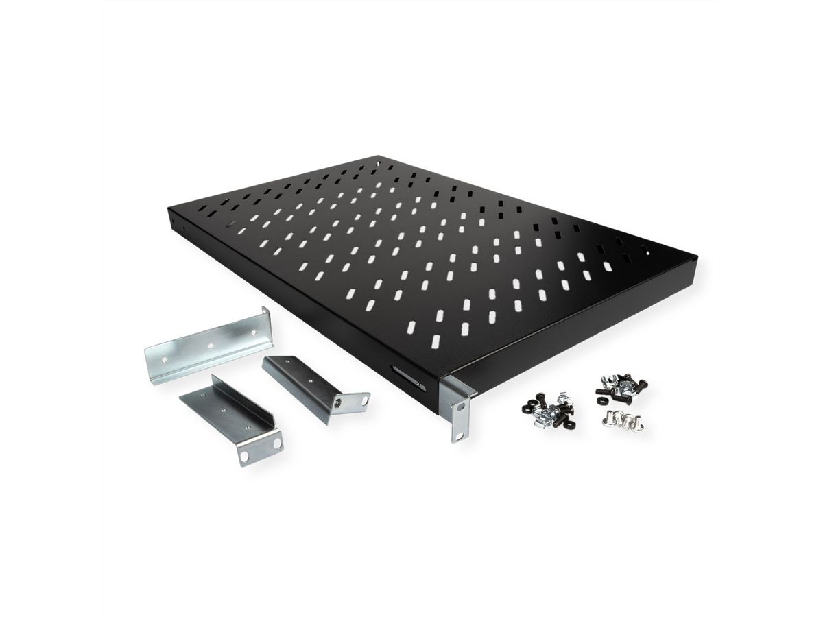 ROLINE 19-inch plank 1 U, instelbaar 700 mm diep 50 kg zwart