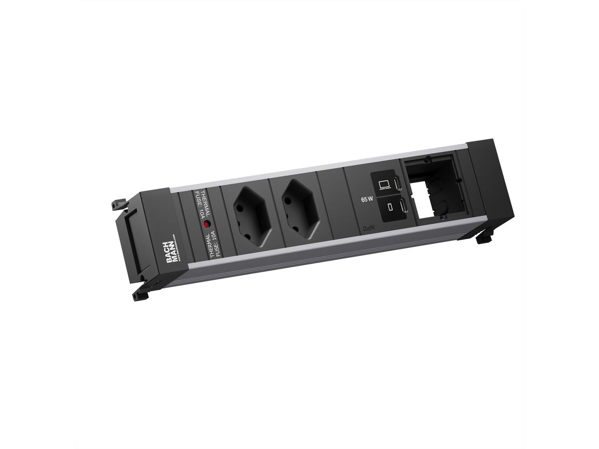 BACHMANN POWER FRAME ALU 2xT13 1xABD, 1xUSB C/C 65W Charger