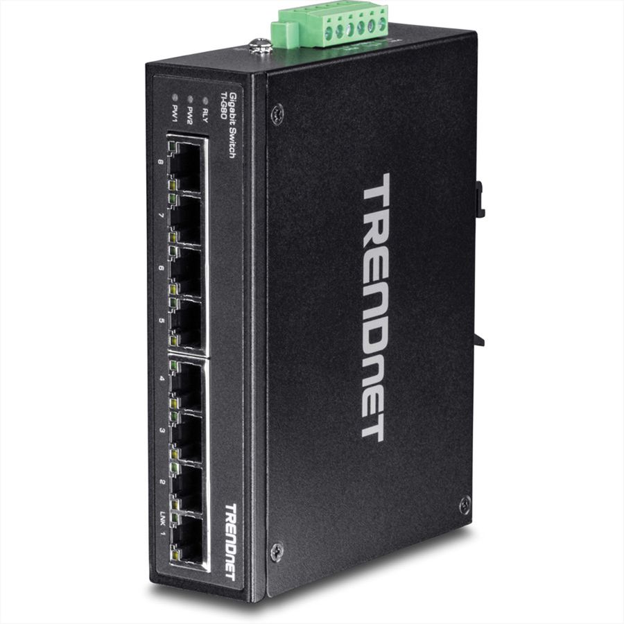 TRENDnet TI-G80 8-Port Hardened Industrial Gigabit Ethernet DIN-Rail Switch