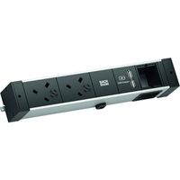 BACHMANN DESK RAIL 2xUK 1xCM, USB Charger 2,0m GST18 United Kingdom