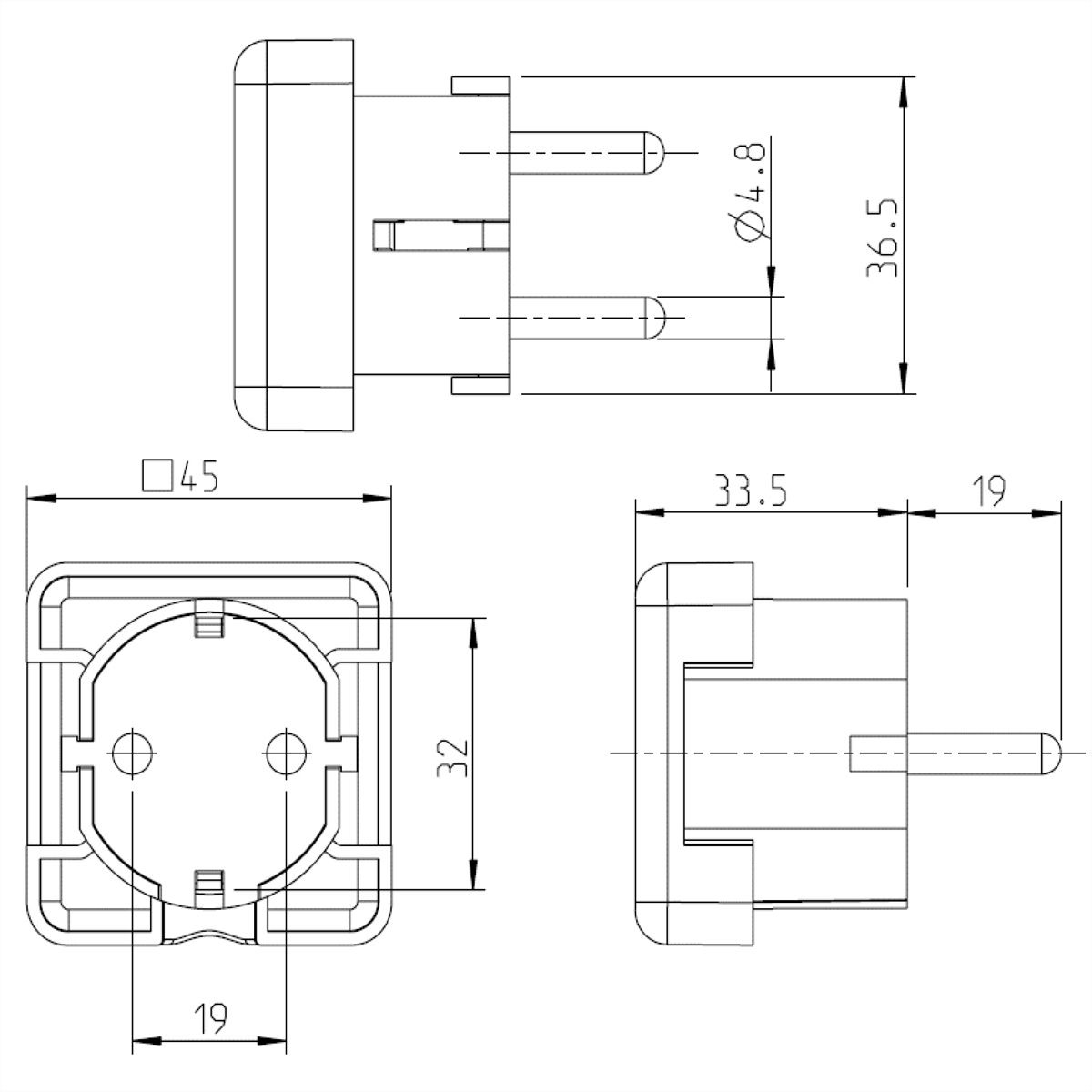 BACHMANN earthing contact plug, white flat version, mountable