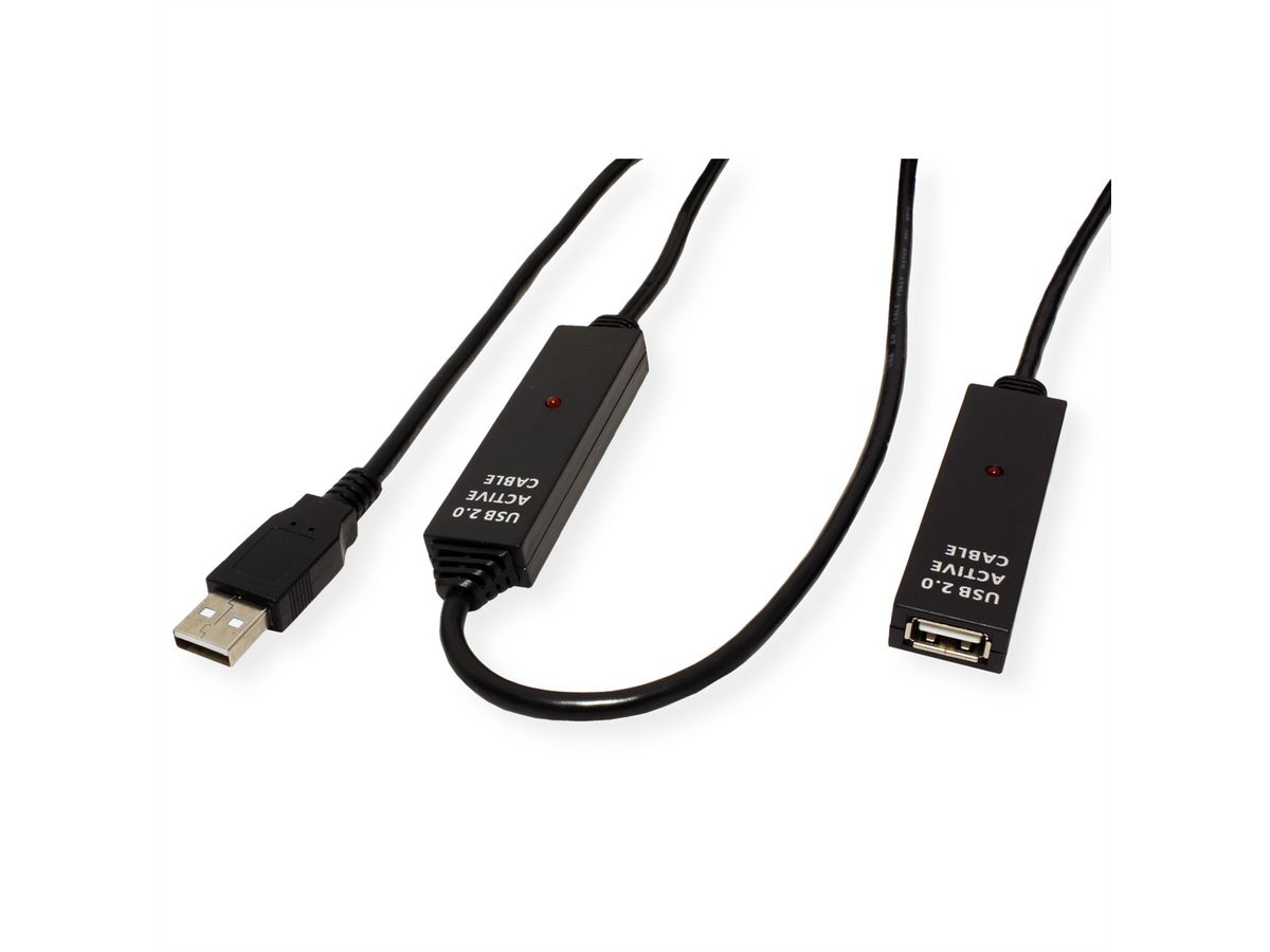 VALUE USB 2.0 verlengkabel actief, zwart, 30 m