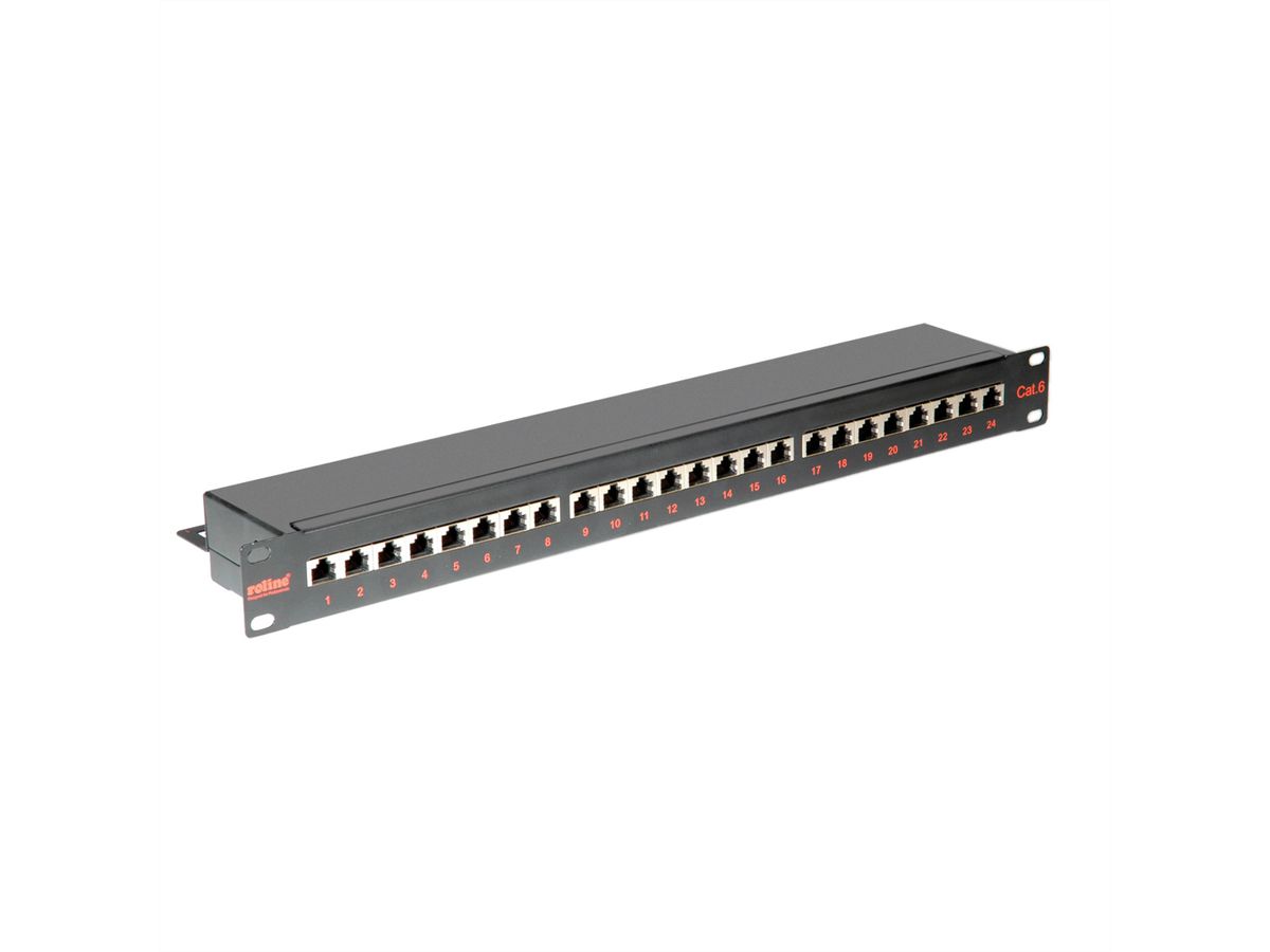 ROLINE Cat.6 (Class E) 19" Patch Panel, 24 Ports, STP, black