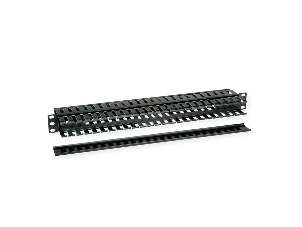 VALUE 19"-Frontplaat 1 HE met rangeerkanaal aan beide zijden, zwart