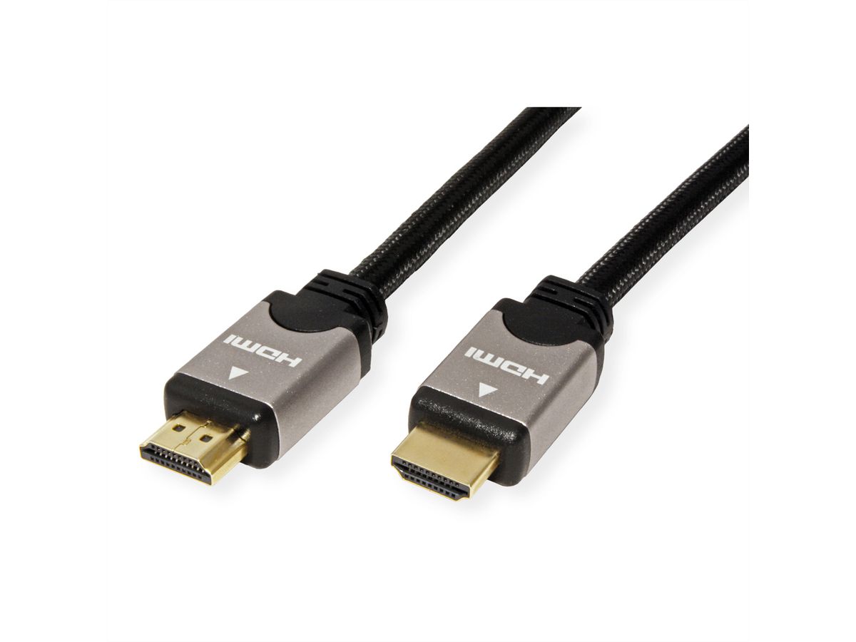 ROLINE HDMI HighSpeed kabel met Ethernet, M/M, zwart / zilver, 7,5 m