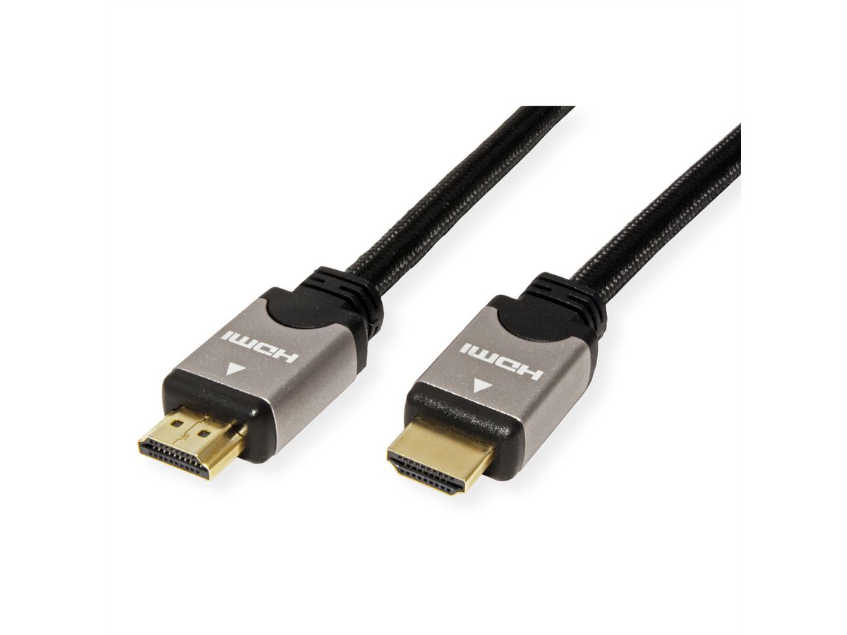 ROLINE HDMI HighSpeed kabel met Ethernet, M/M, zwart / zilver, 3 m