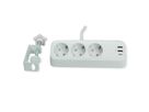 VALUE Power Strip, 3-way, with 3x USB (1x C + 2x A) and table clamp, 1.5 m