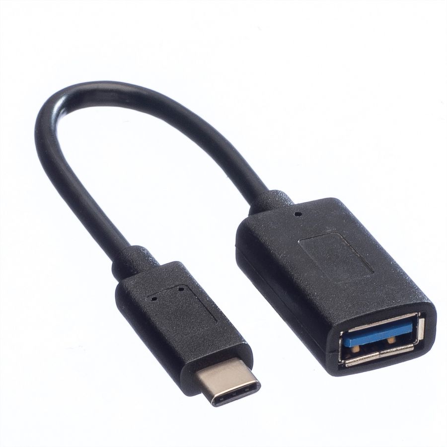 VALUE USB 3.2 Gen 1 Kabel, USB Type C - A, M/F, OTG, VALUE USB 3.2 Kabel, USB Type C - A, M/F, OTG , zwart, 0,15 m
