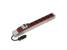 SCHROFF contactdoosstrip UTE, met Wieland®-ingang, 6 contactdozen, 19", rood, met overstroombeveiliging