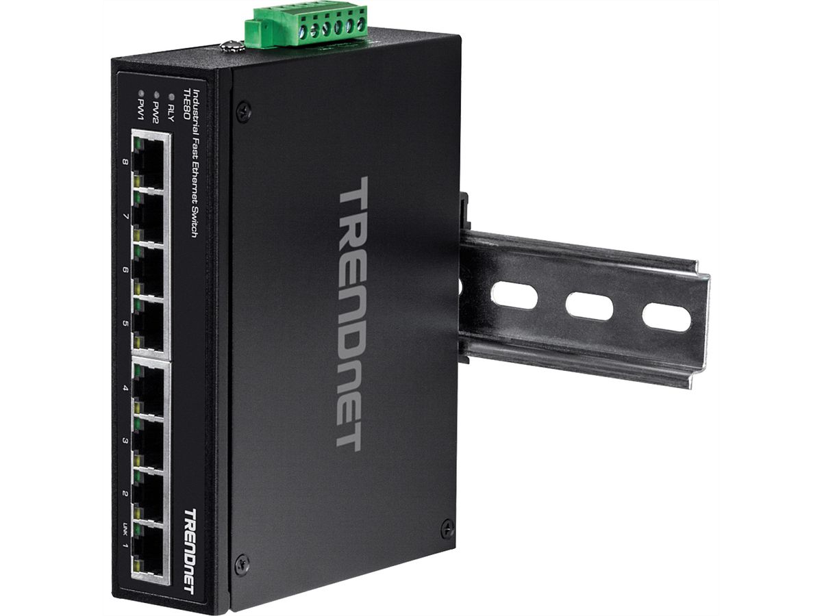 TRENDnet TI-E80 Industriële Fast Ethernet DIN-rail switch 8-poorts