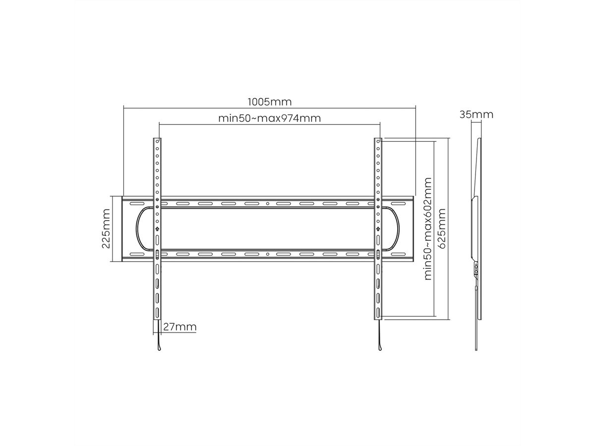 VALUE TV Wall Mount, 35mm Wall Distance, <120kg, <304,8cm (120"), VESA 900x600