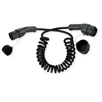 ROLINE Auto oplaadkabel Type2, 1-fase, 250 VAC (1P+N+E), 32 A, 7,4 kW, spiraalkabel (bruikbaar 1.8m)