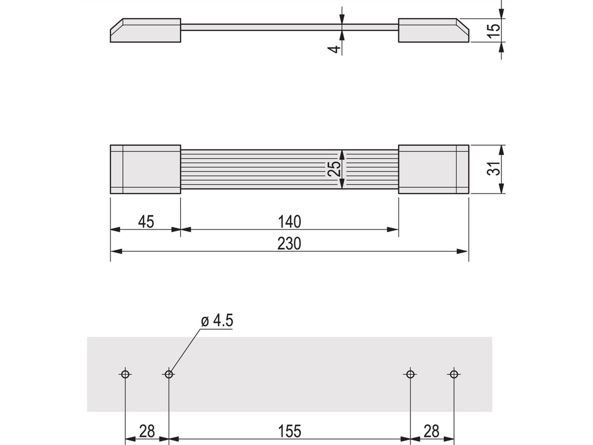 SCHROFF Riemgreep universeel, breedte 25 mm, 230 mm