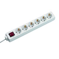 BACHMANN SELLY socket strip 6x earthing contact, switch, white, 1.5 m