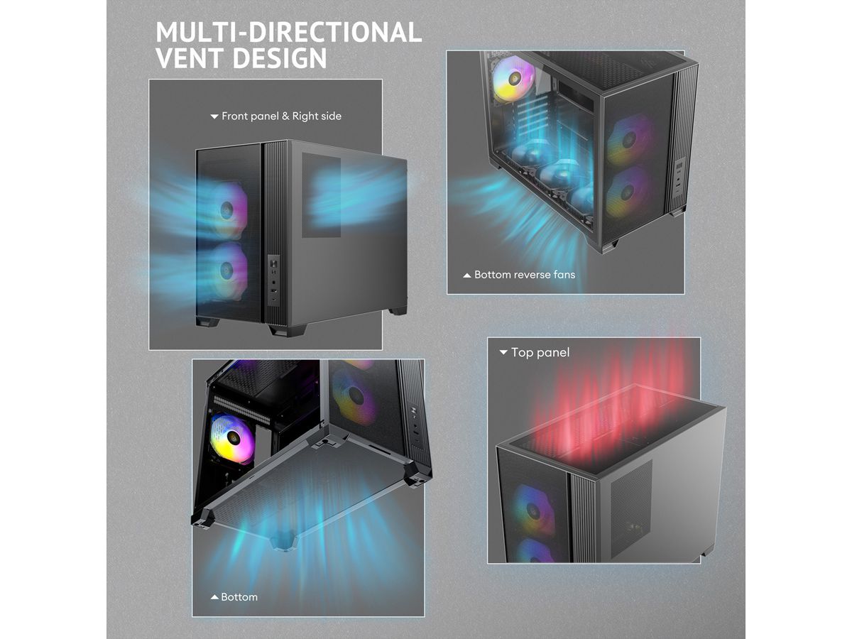 ANTEC FLUX M ATX/Micro-ATX/ITX Midi Tower PC case, black