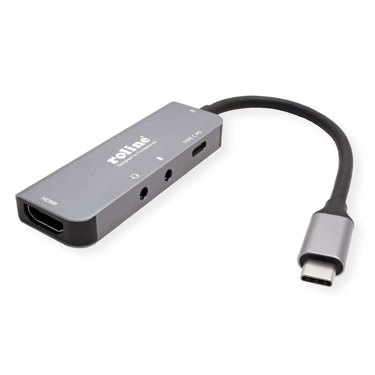 ROLINE dockingstation Type C, 4K HDMI , 2x 3,5mm Audio (TRRS + TRS)
