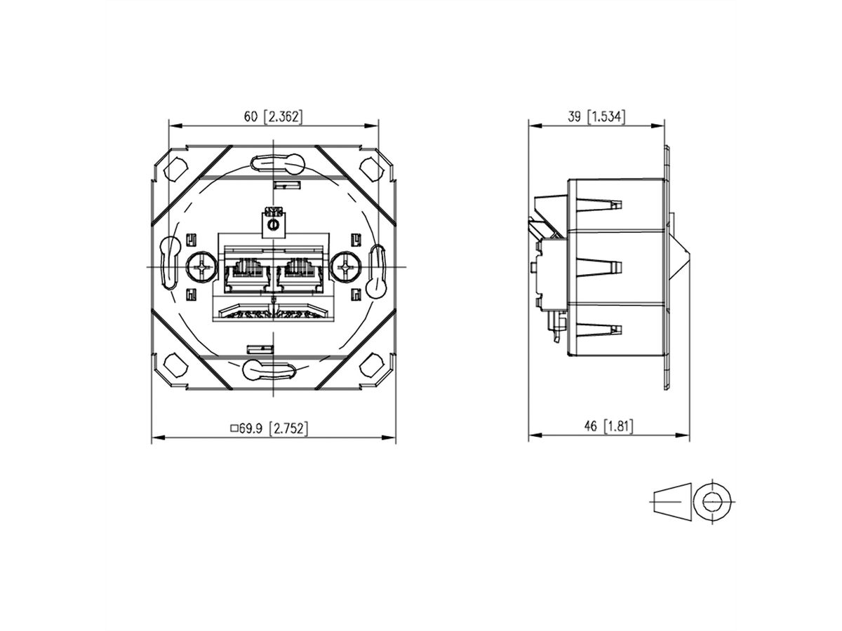 METZ CONNECT E-DAT C6A LSA++ Dose, 2 Port, UP0, metallisch