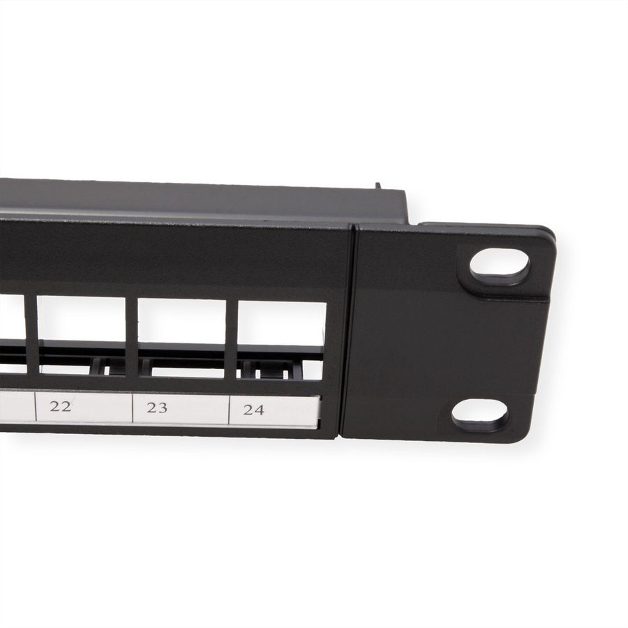 VALUE 19"-keystone-modulehouder, 24 poorten, 1HE, 3-delig, niet afgeschermd, zwart