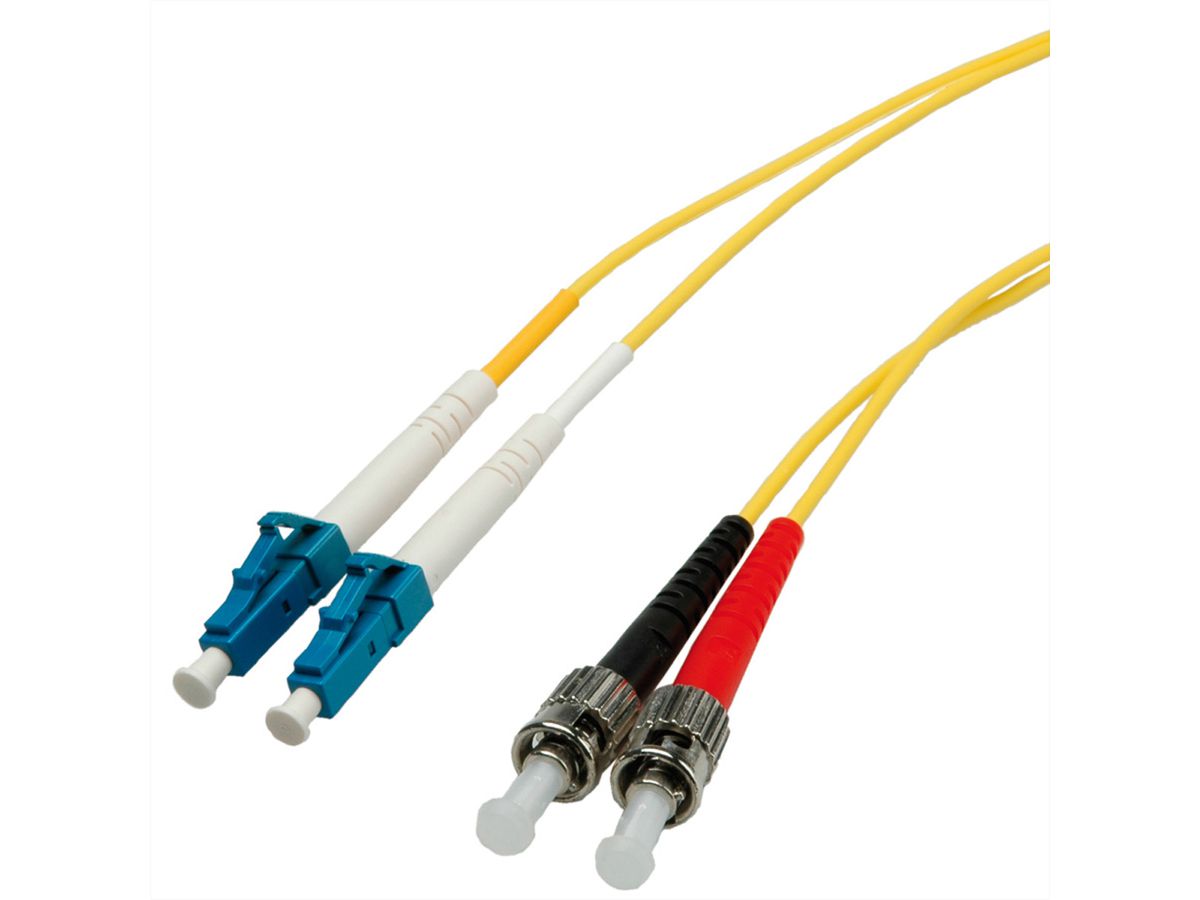Fibre Optic kabel duplex, SingleMode E9/125µm LC/ST, geel, 10 m