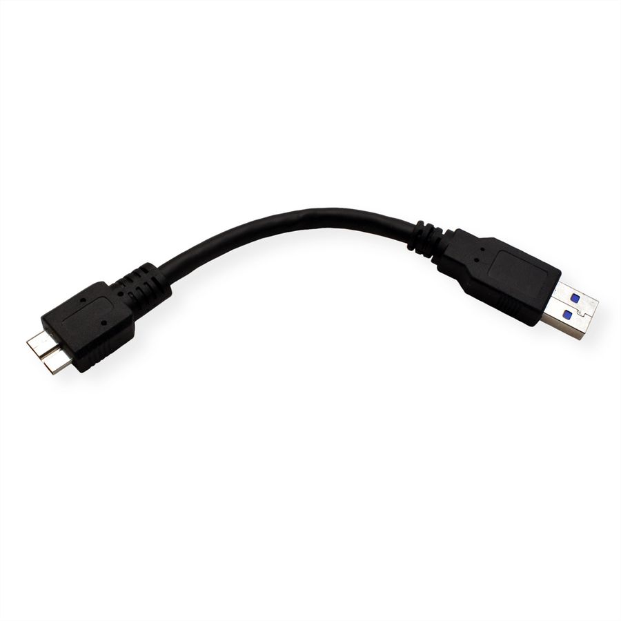 ROLINE USB 3.2 Gen 1 kabel, type, A M - Micro B M, zwart, 0,15 m