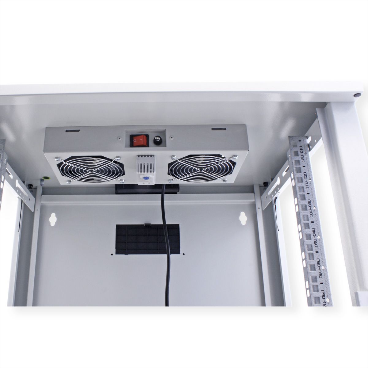 ROLINE Fan unit 2 fans, thermostat, for 19-inch wall housing grey