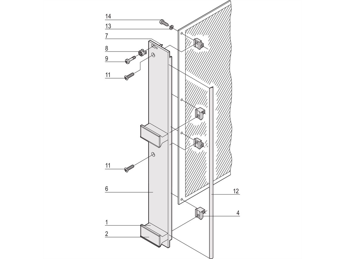 SCHROFF Insteekset met trapeziumvormige handgreep, afgeschermd, grijs, 6 HE, 7 HE