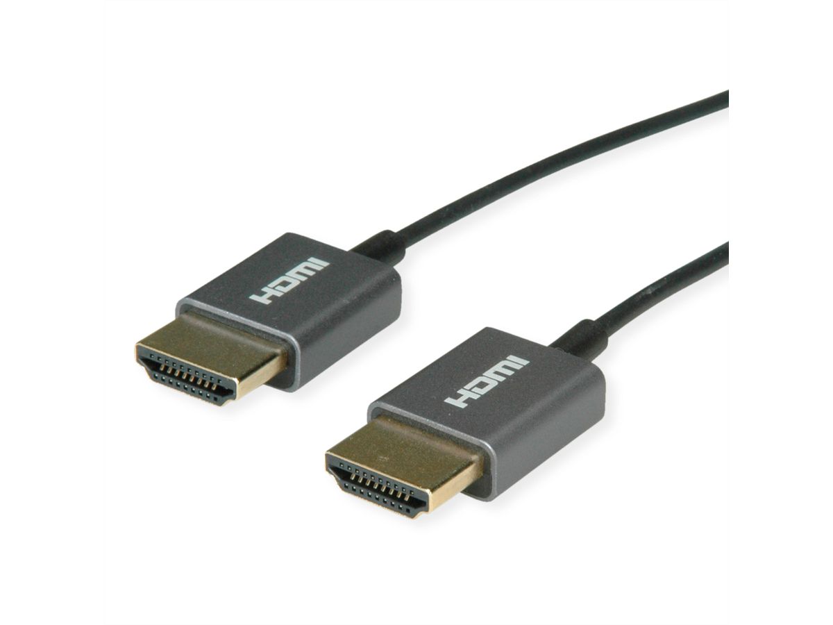 ROLINE HDMI 8K (7680 x 4320) Ultra HD Cable + Ethernet, M/M, Coaxial, Ultra-Slim, black, 1.5 m