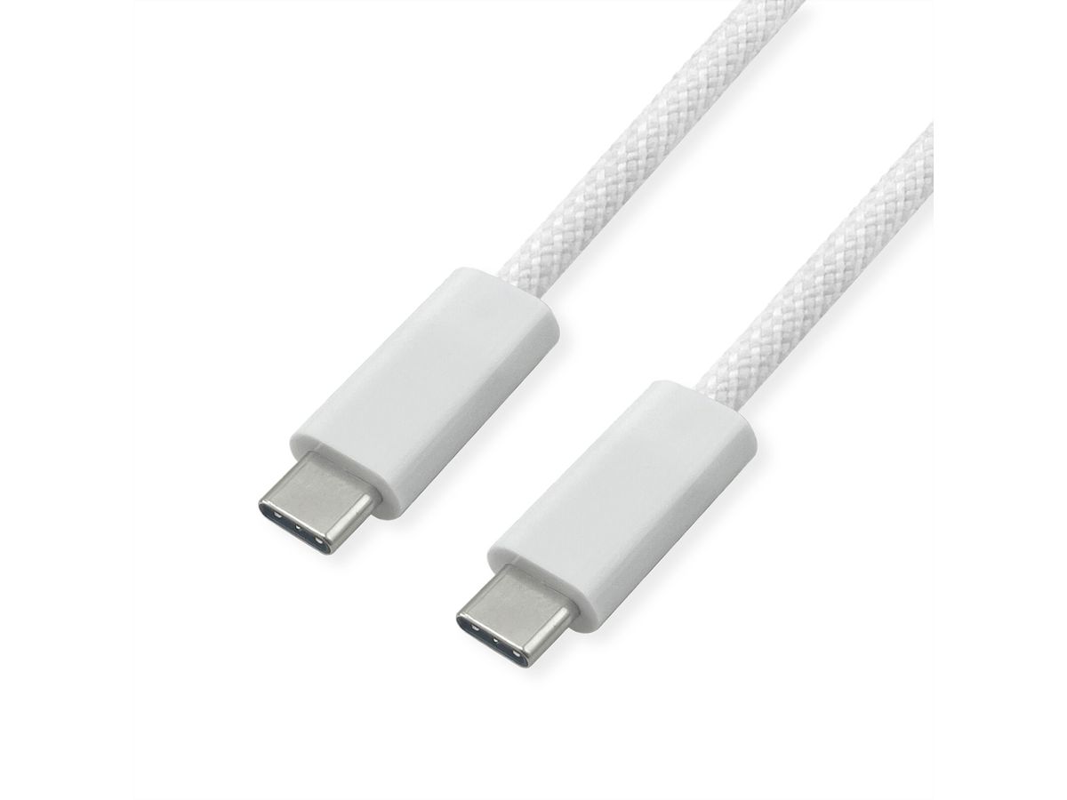 ROLINE USB4 Gen3x2 Kabel, C-C, M/M, 40Gbit/s, 240W , wit, 1 m