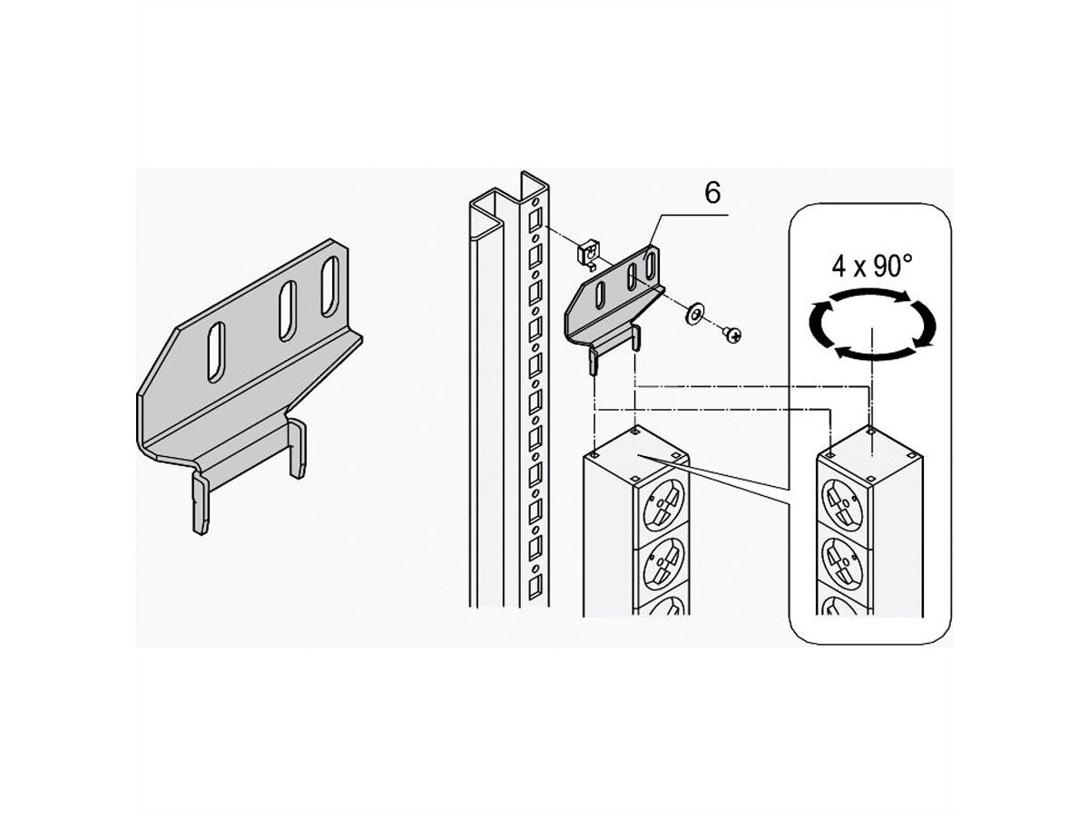 SCHROFF Socket Strip, SCHUKO, 12 Sockets, With Switch