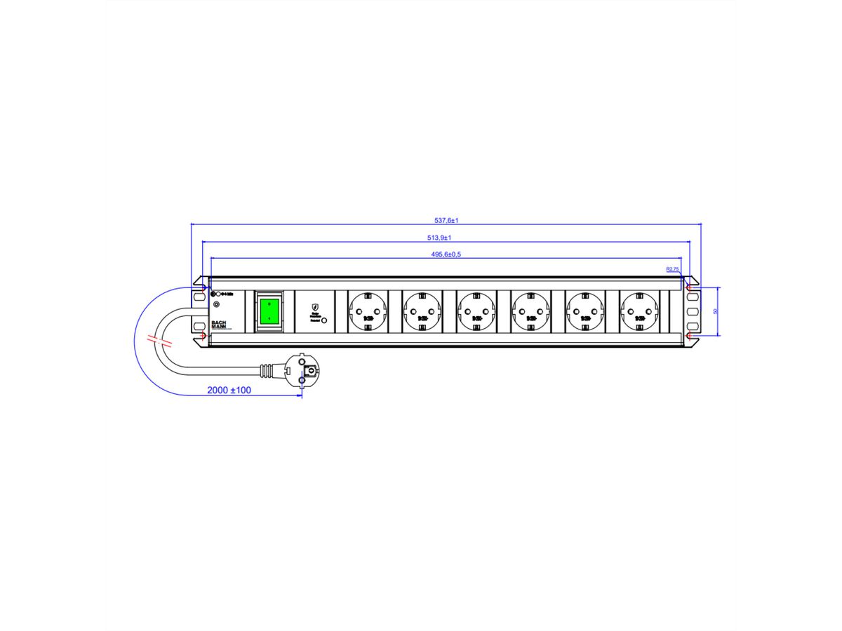 BACHMANN HANDWORK LINE 6xCEE7/3 1xSPD-Plus 1xswitch 2.0m