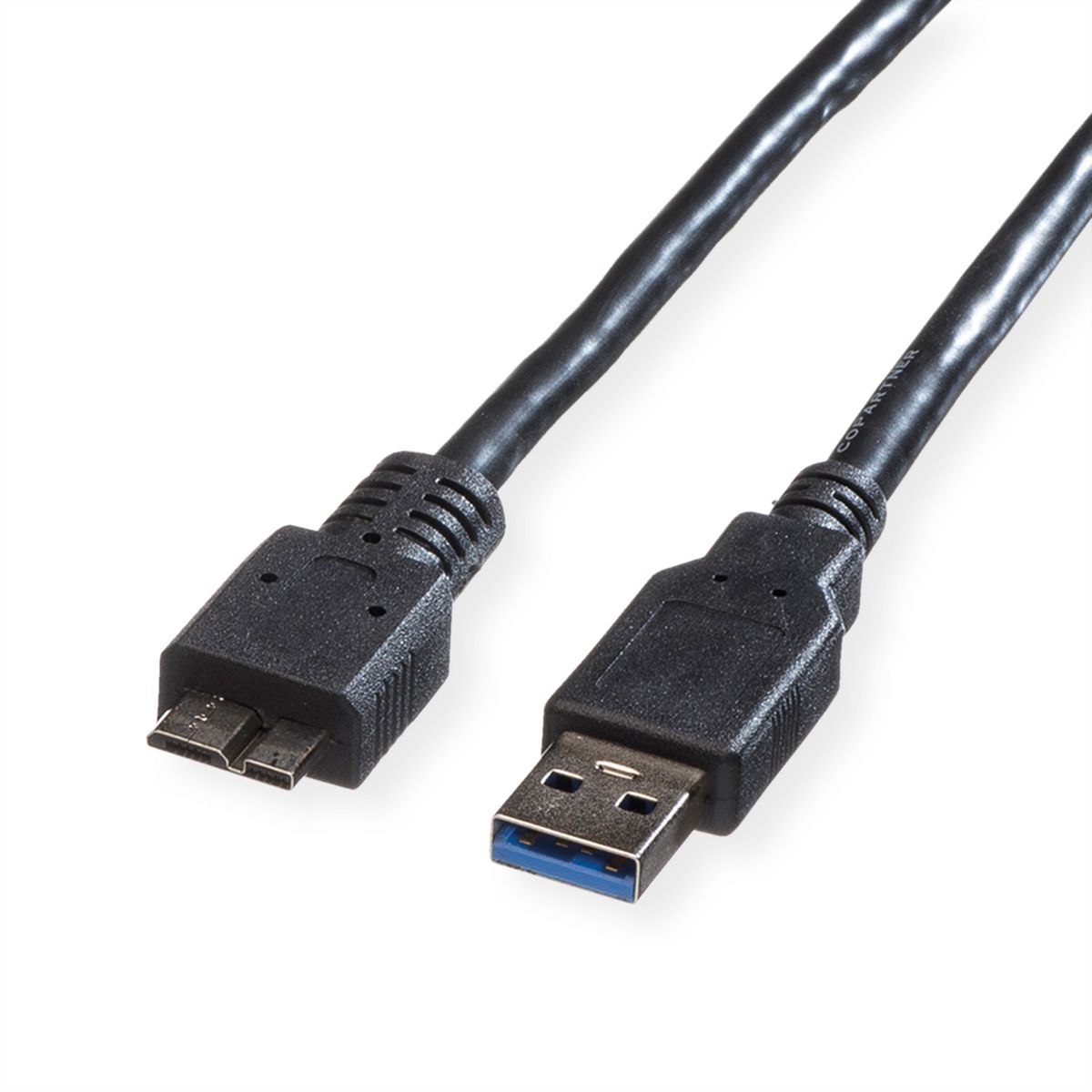 ROLINE USB 3.2 Gen 1 kabel, type, A M - Micro B M, zwart, 0,8 m