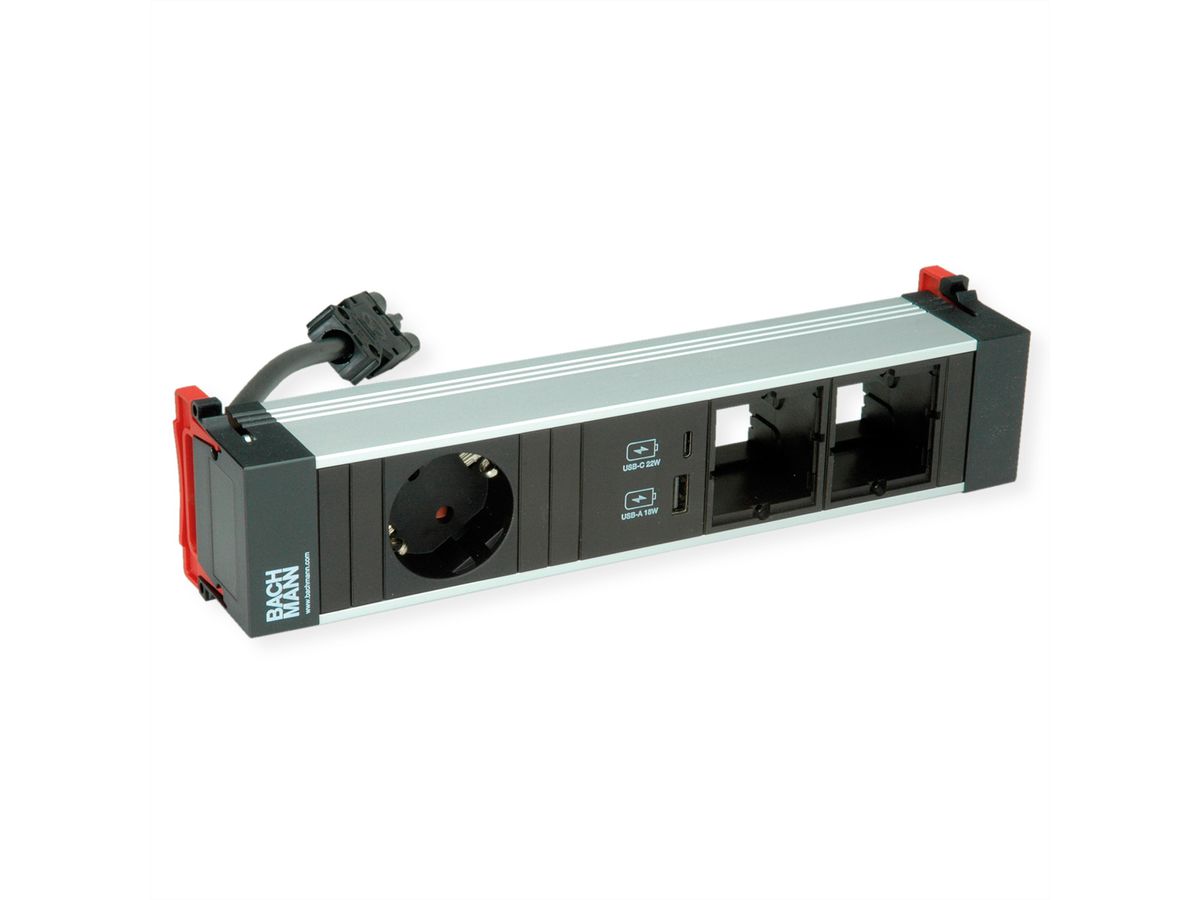 BACHMANN POWER FRAME Medium 1x CEE7/7 2xCM 1xUSB Charger