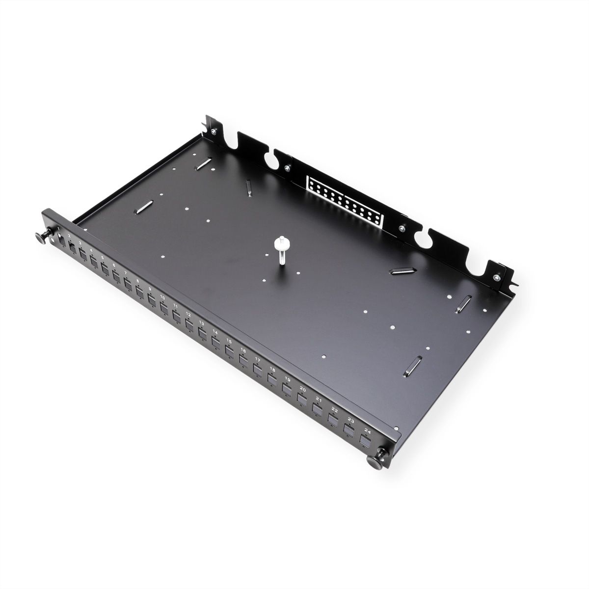 VALUE 19" glasvezel patchbox, leeg 1 HE, uittrekbaar, geschikt voor 24x SC-DX of 24x LC 4-voudig