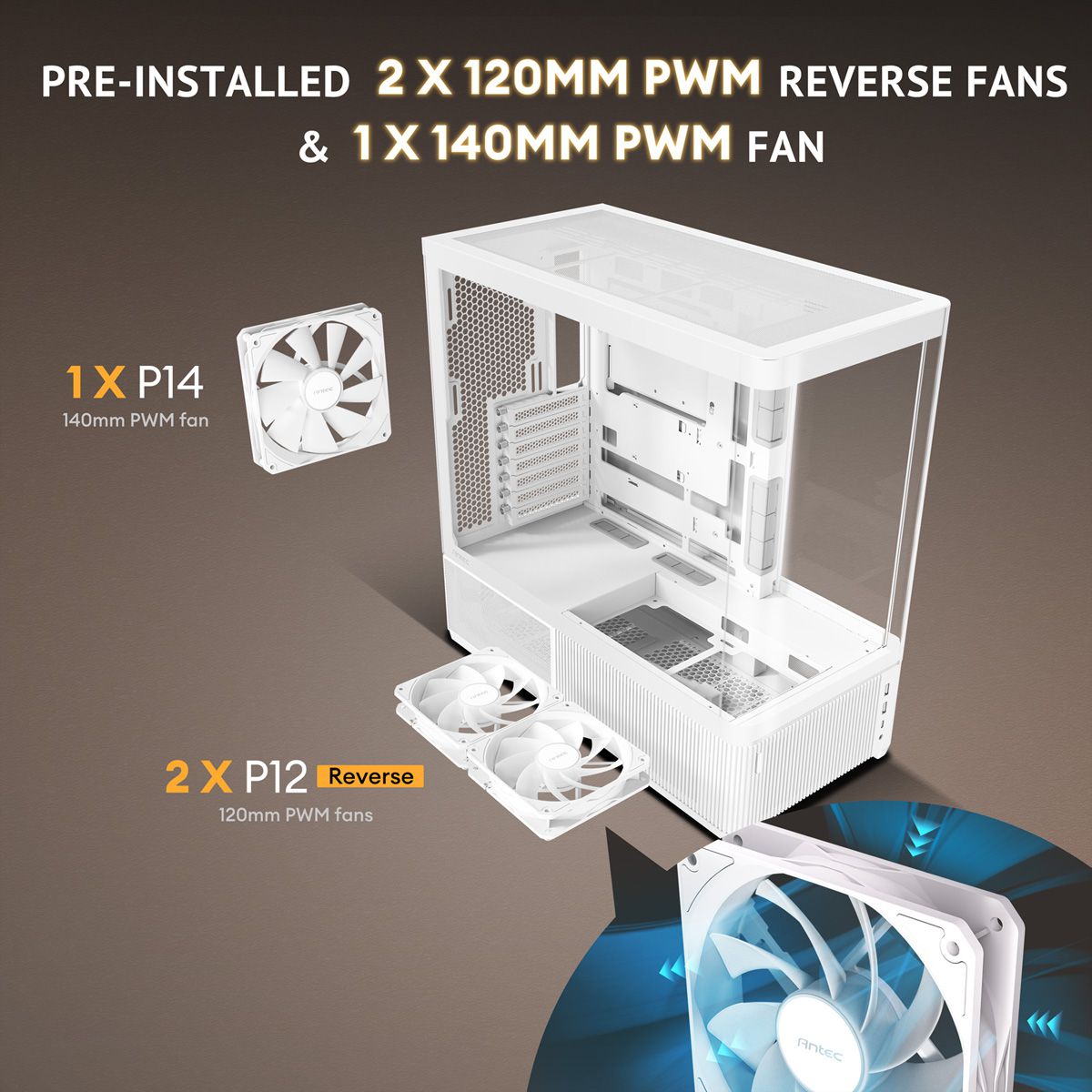 ANTEC Constellation C6 Curve Air White PC Case ATX Midi Tower, white