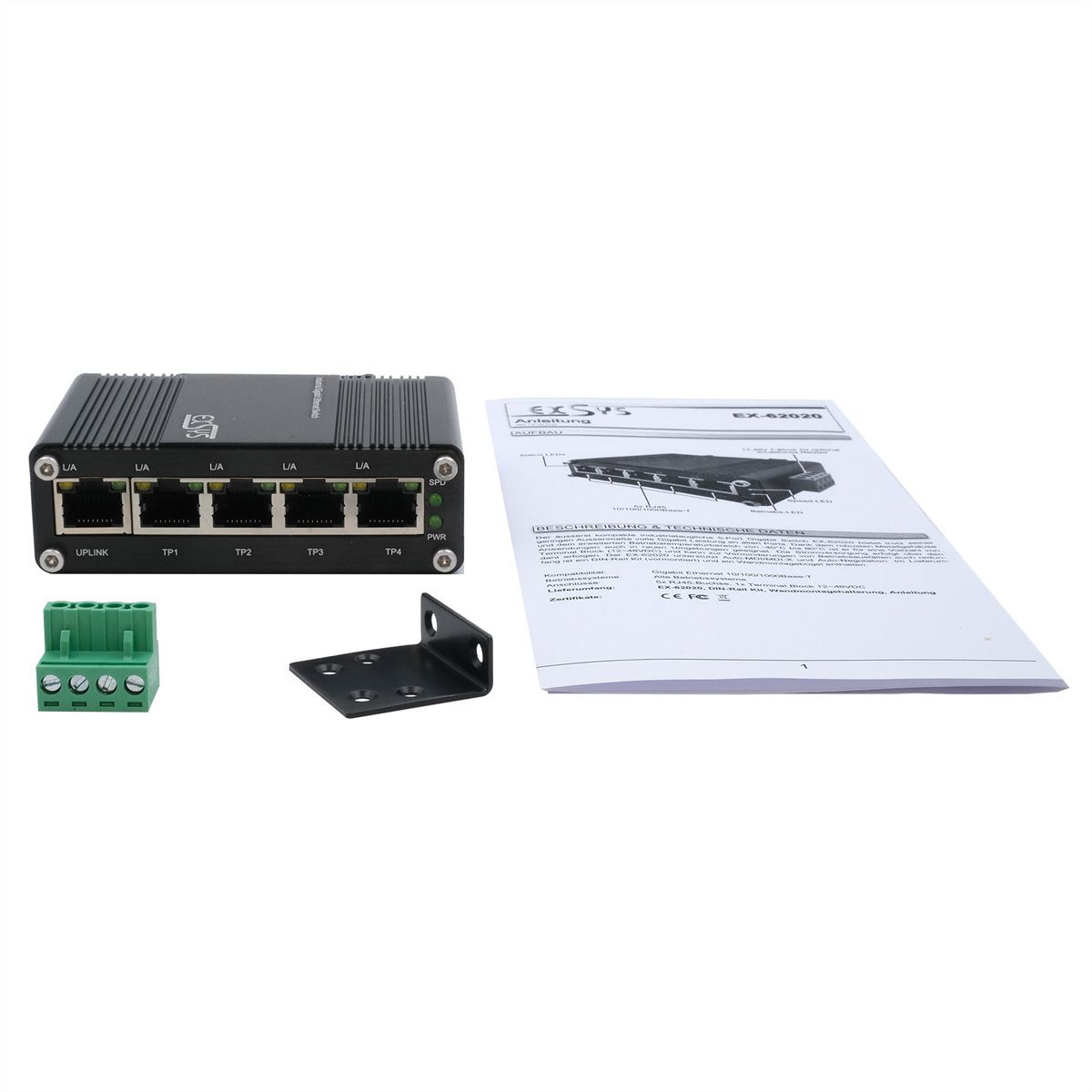 EXSYS EX-62020 5-poorts industriële Ethernet Switch