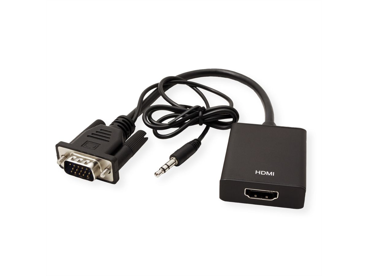 VALUE kabeladapter, VGA + audio naar HDMI, 0,15 m