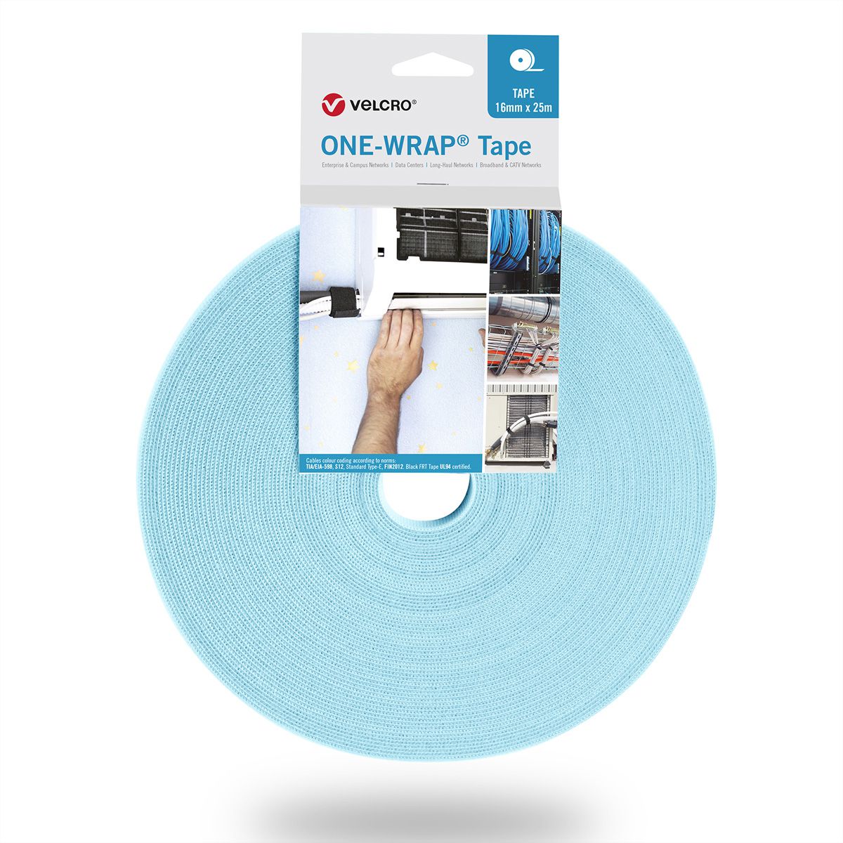 VELCRO® One Wrap® Band 16 mm breit, türkis, 25 m