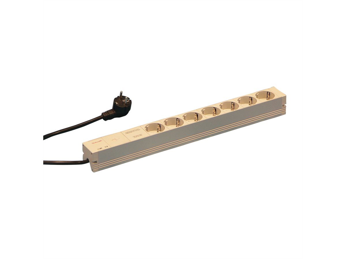 SCHROFF Socket Strip, SCHUKO, 7 Sockets, 19", With Mains Suppression Filter