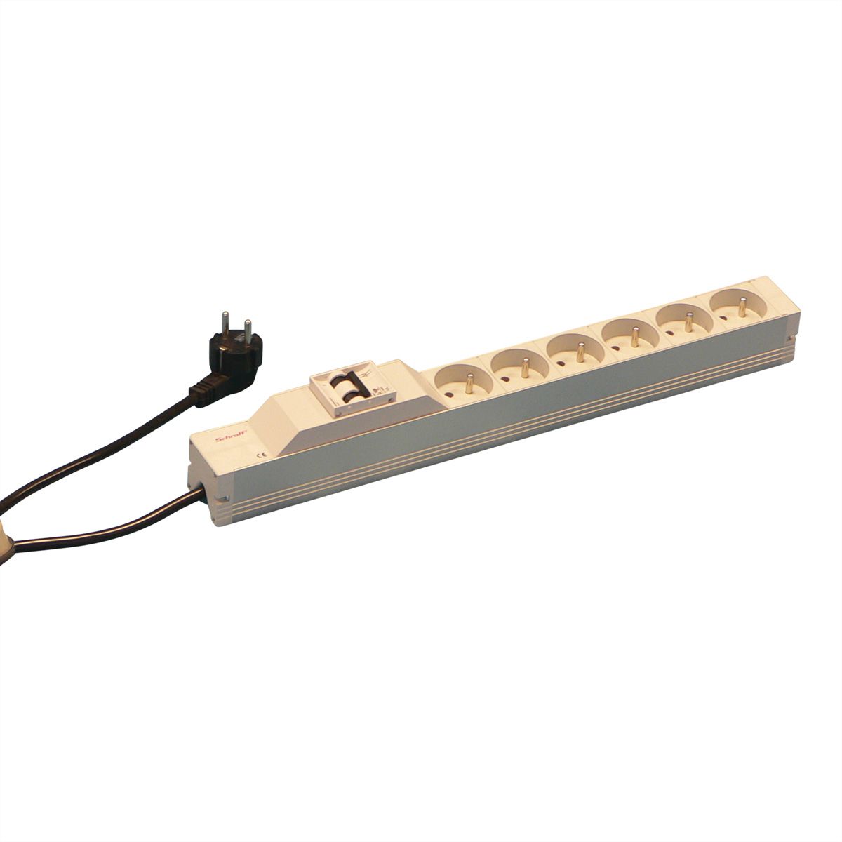 SCHROFF contactdoosstrip UTE, 6 contactdozen, 19", met overstroombeveiliging