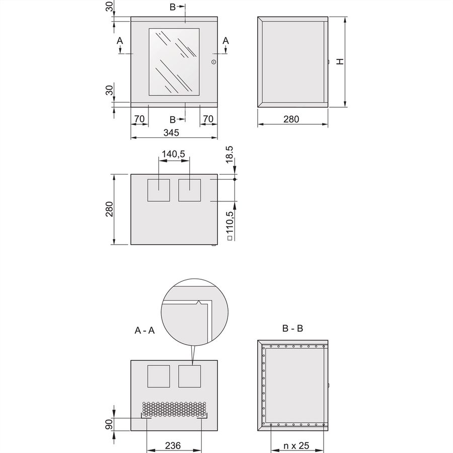 SCHROFF Epcase 10" Wall Mount Cabinet, 4 U, 280 Depths