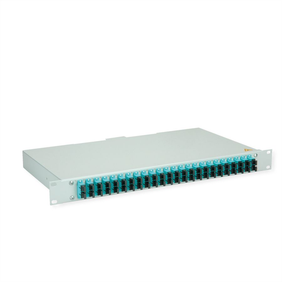 TELEGÄRTNER BASIS eco LWL-Panel mit Kupplungen, 24x SC Duplex, türkis, OM3