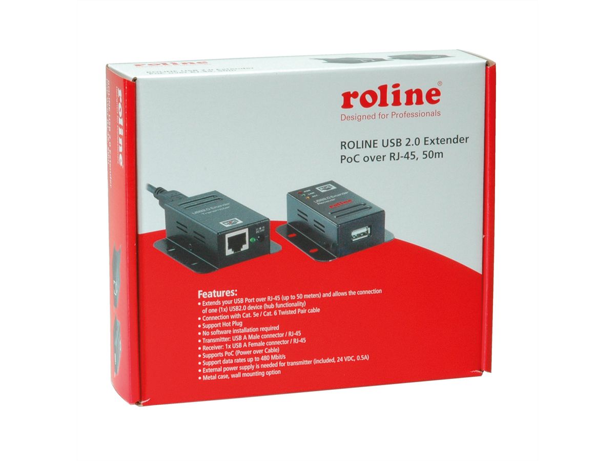 ROLINE USB 2.0 Extender over RJ-45, PoC, 1x USB, max. 50m