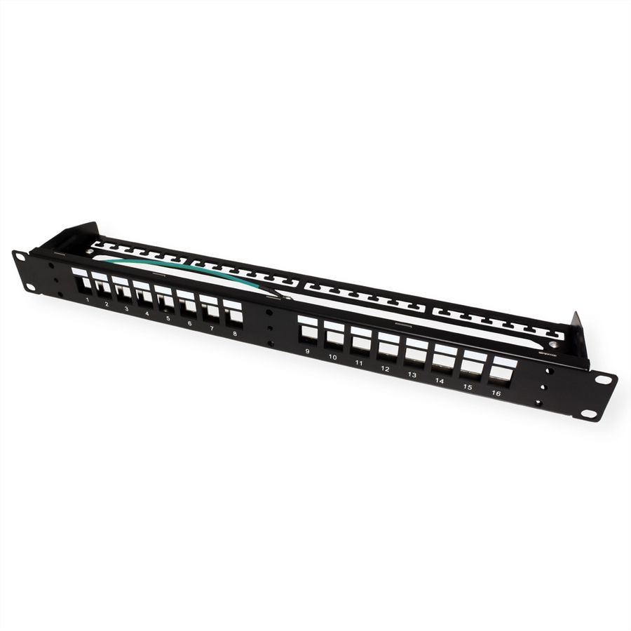 ROLINE 19" keystone patchpaneel, 16P, afgeschermd, zwart
