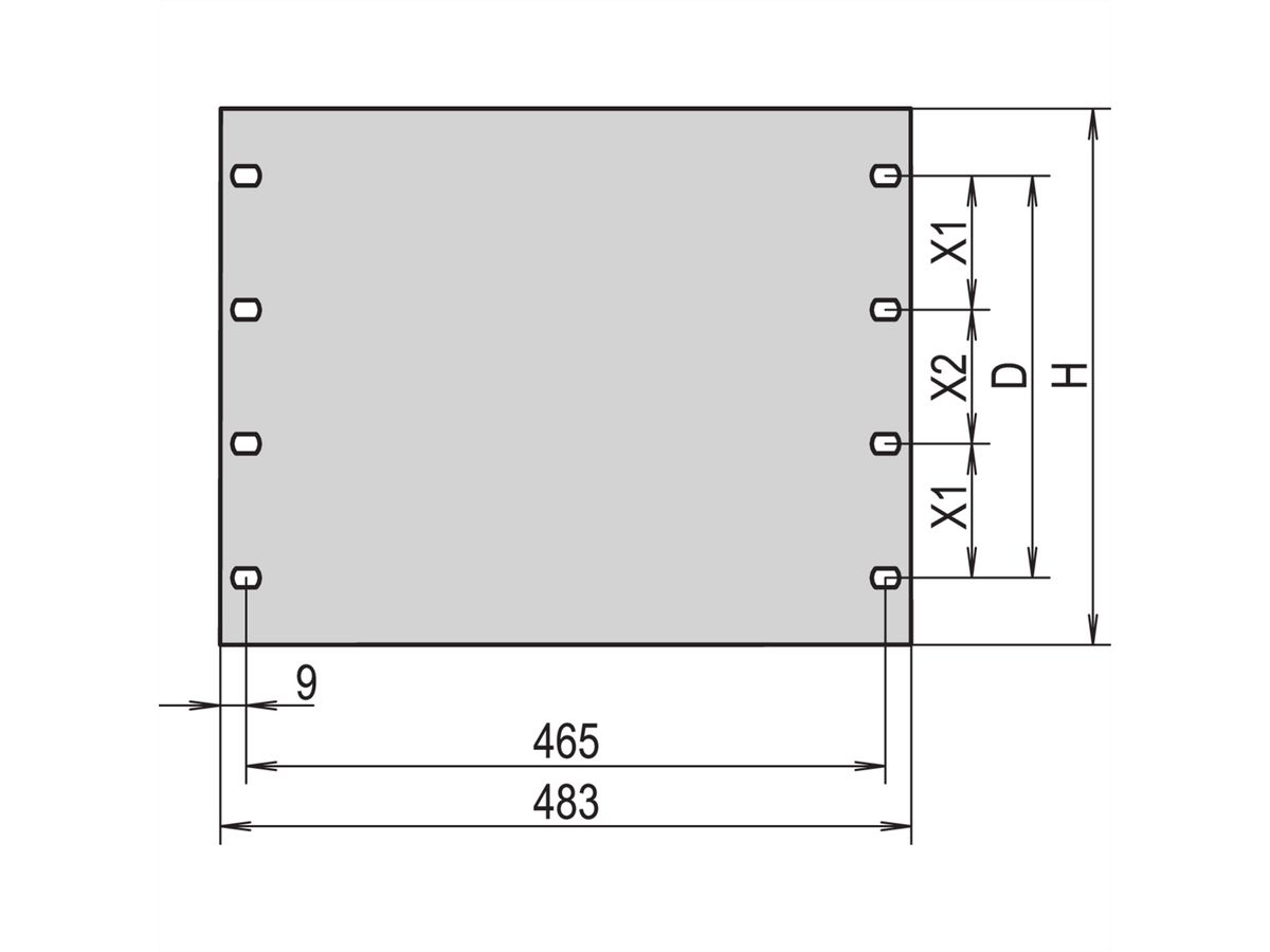 SCHROFF 19" Front Panel, 2 U, 3 mm, Al, Anodized, Untreated Edges