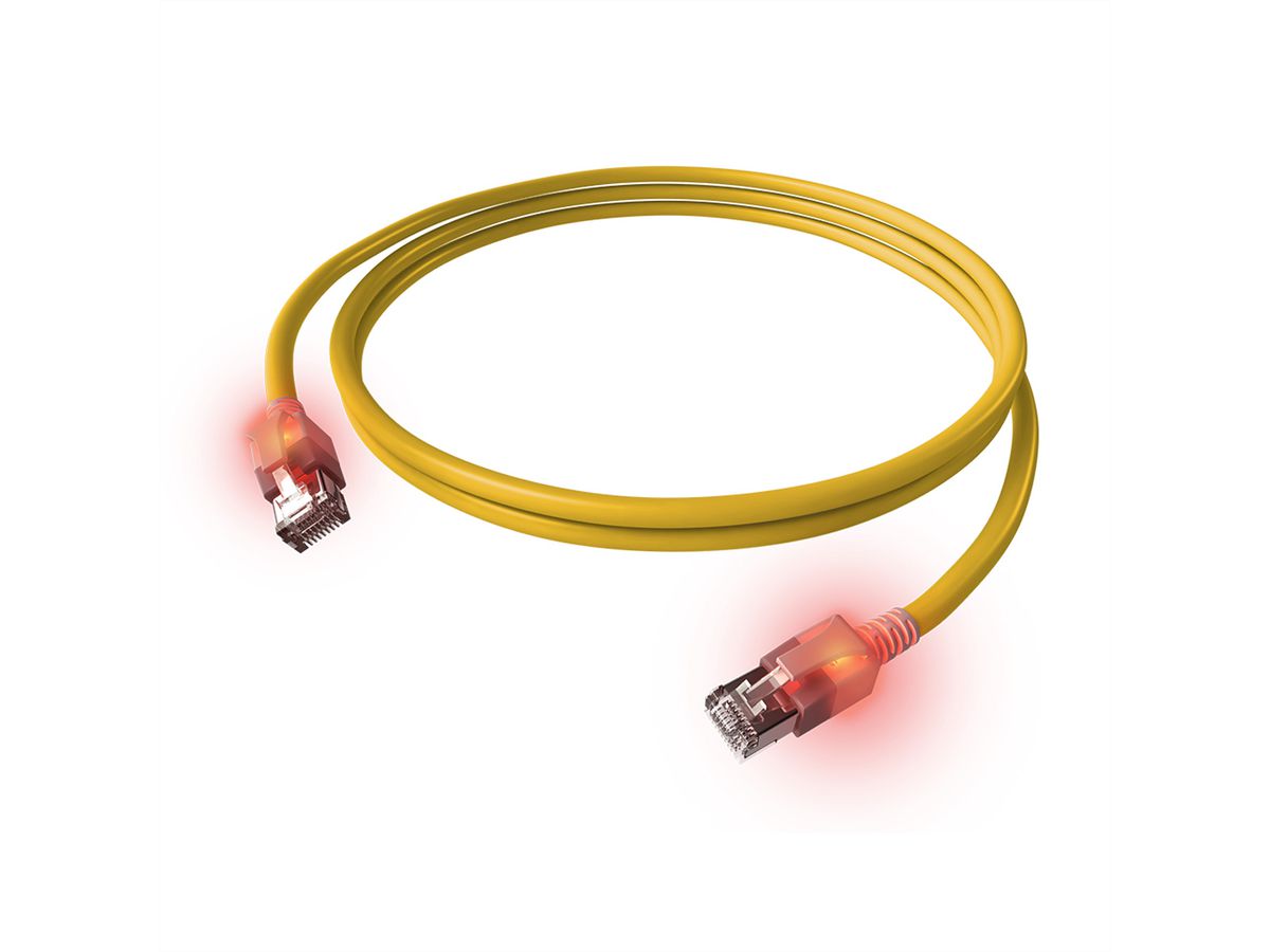 EasyLan S/FTP DualBoot® LED Kabel Cat.6A (Class EA), LSOH, geel, 0,5 m