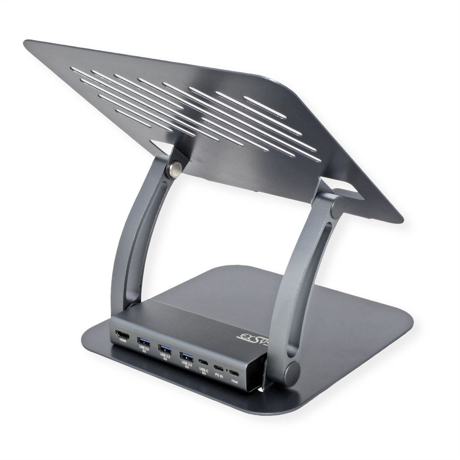 EXSYS EX-1224HM Laptop-Stand with removable 7-in-1 USB-C docking station, for Laptop, Notebook, MacBook & Tablet