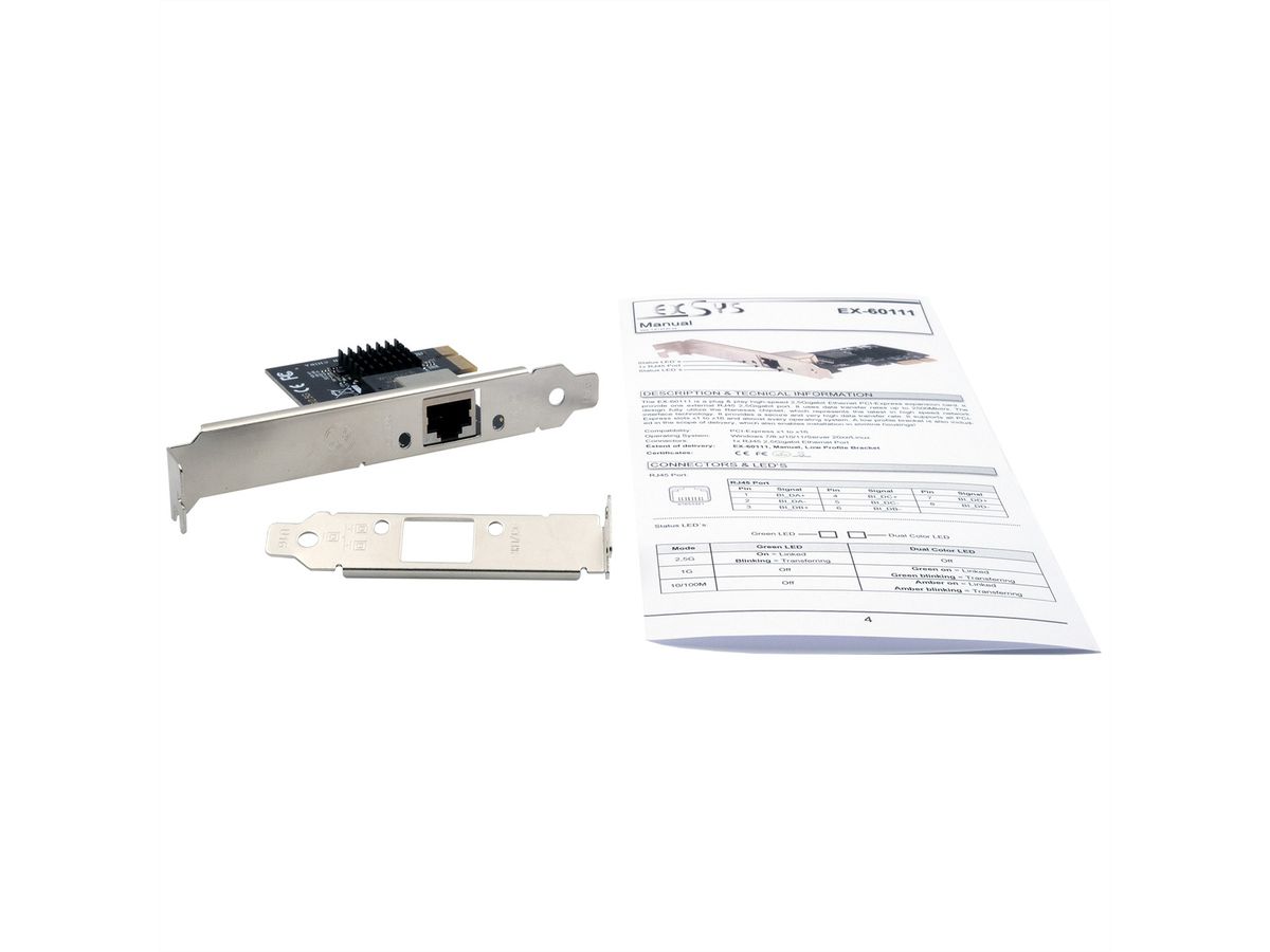 EXSYS EX-60111 1-poorts 2,5 Gigabit PCIe-netwerkkaart