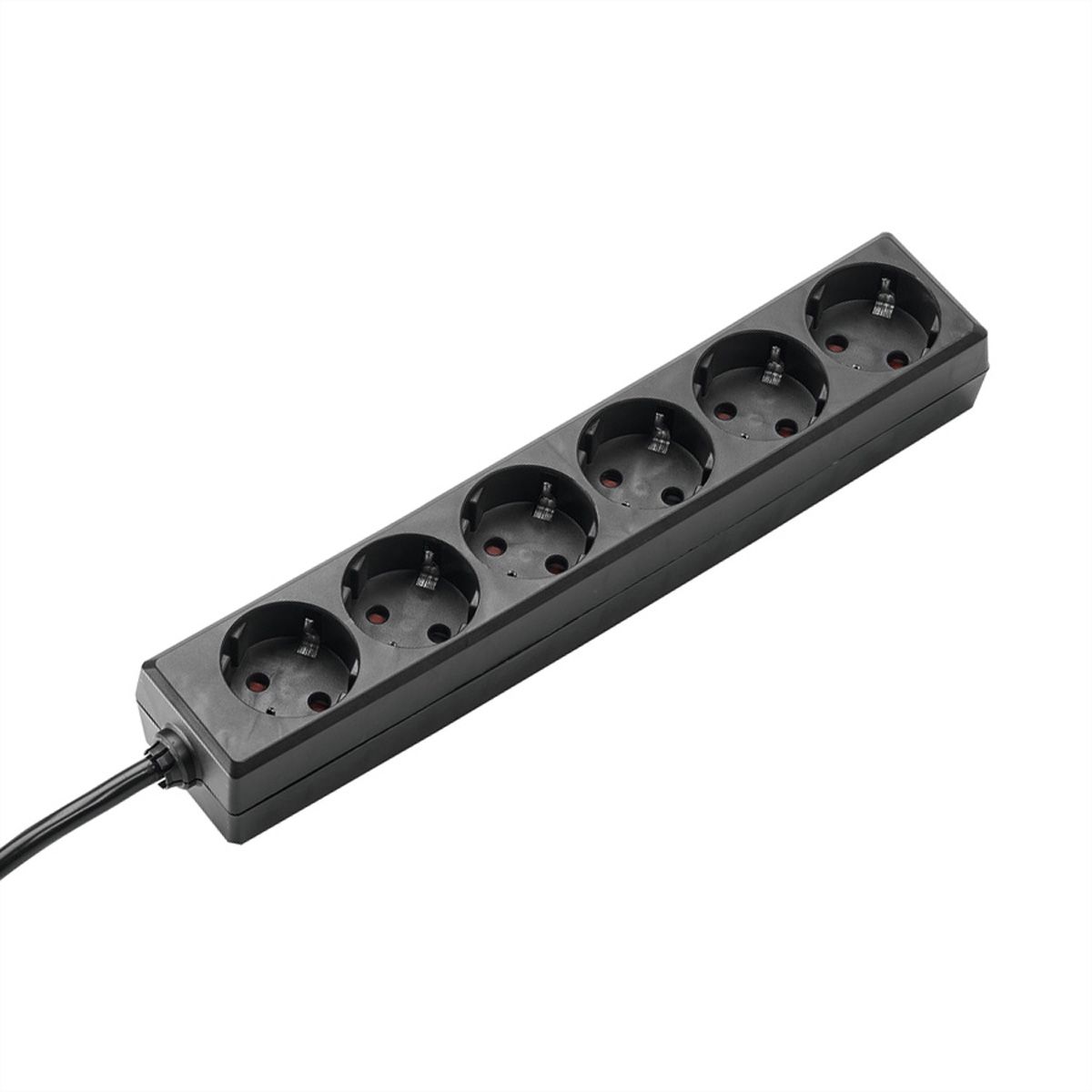 BACHMANN SELLY socket strip 6x earthing contact, black, 1.5 m