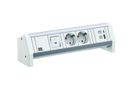 BACHMANN DESK 2xCEE7/3 1xSwitch 1xUSB A/C 22W GST18 RAL9010
